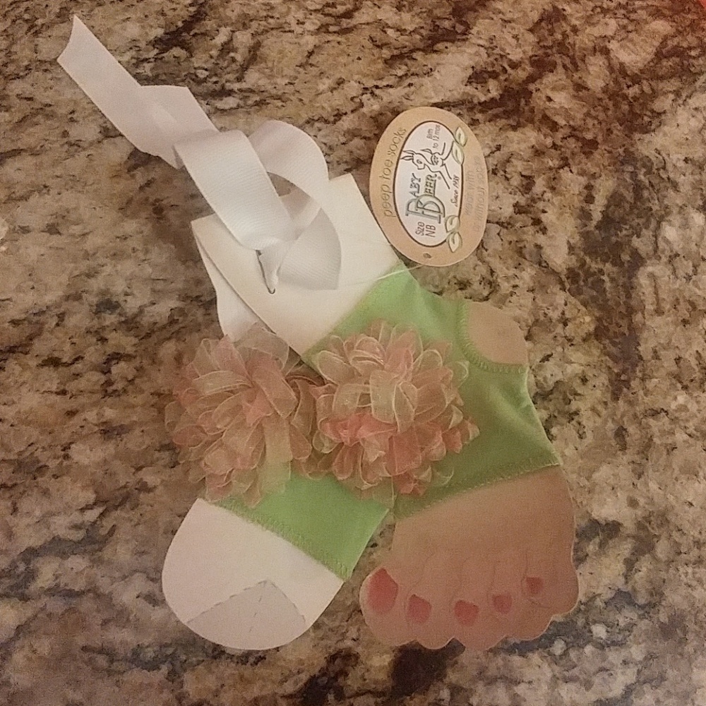 BABY DEER Peep Toe Socks NEW